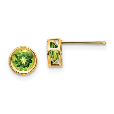 14k Yellow Gold Round Peridot Birthstone Earrings at $ 95.86 only from Jewelryshopping.com