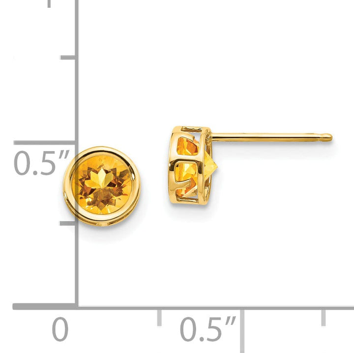 14k Yellow Gold Round Citrine Birthstone Earrings