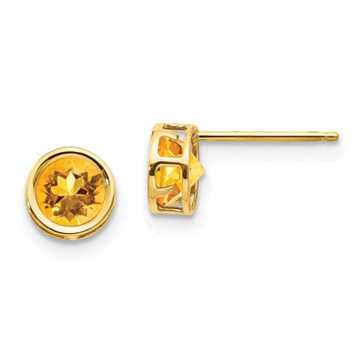 14k Yellow Gold Round Citrine Birthstone Earrings at $ 96.7 only from Jewelryshopping.com