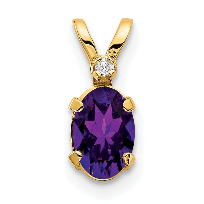 14k Yellow Gold Amethyst Birthstone Pendant