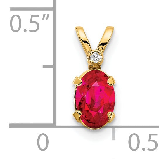 14k Yellow Gold Polished Ruby Birthstone Pendant