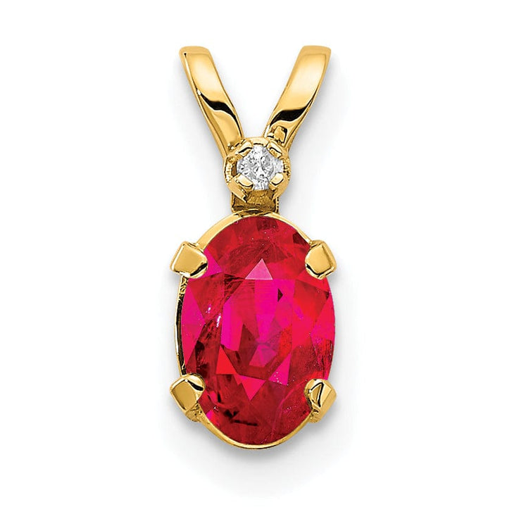 14k Yellow Gold Polished Ruby Birthstone Pendant