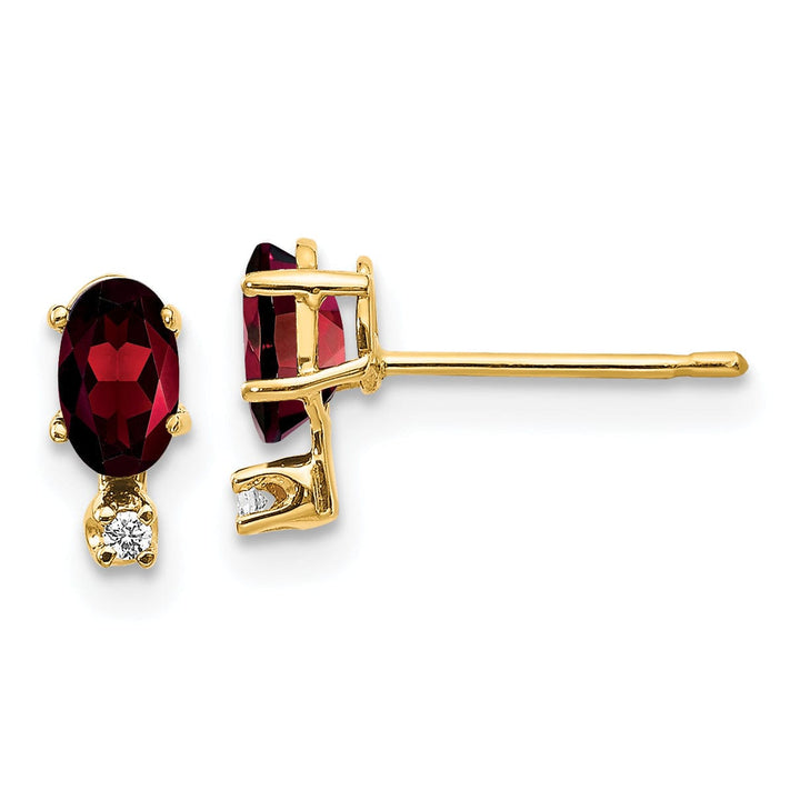 14k Yellow Gold Genuine Garnet Birthstone Earrings