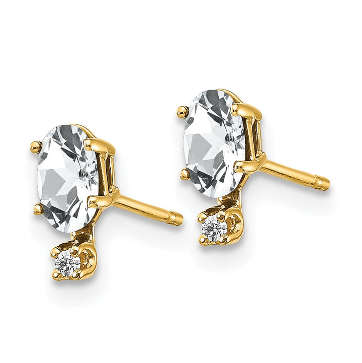 14k Yellow Gold White Topaz Birthstone Earrings