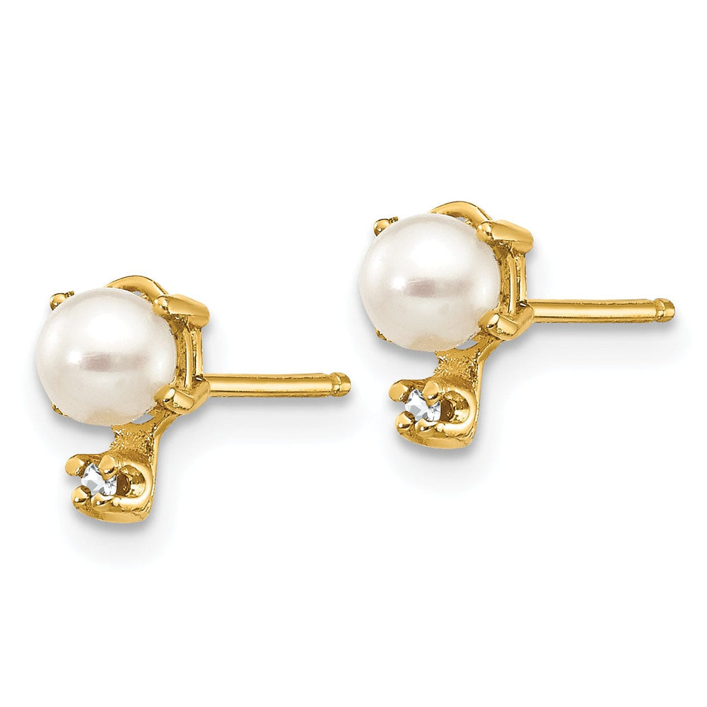 14k Yellow Gold Polished Pearl Birthstone Earrings