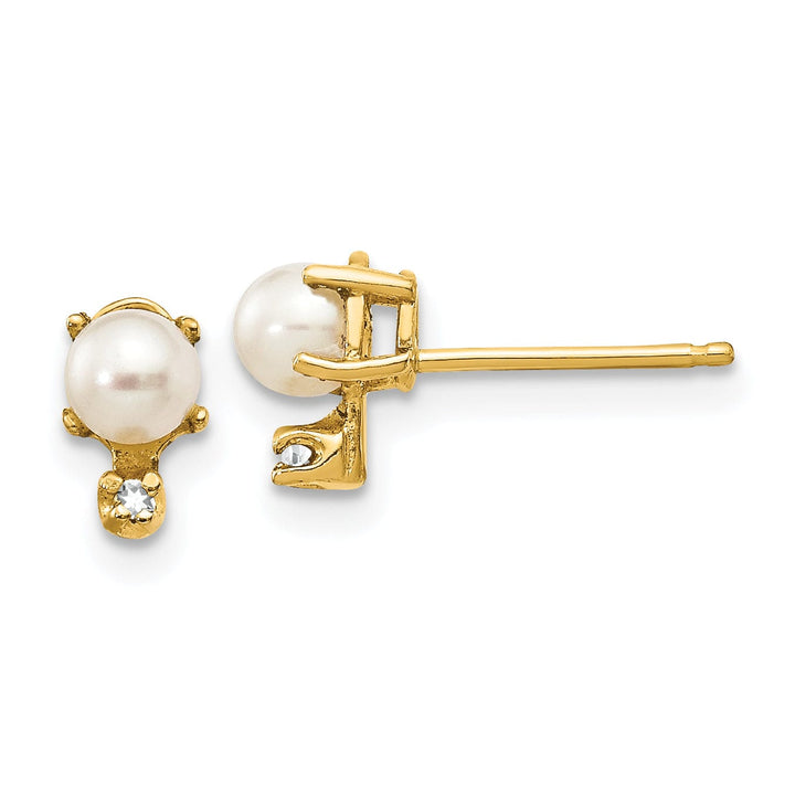 14k Yellow Gold Polished Pearl Birthstone Earrings