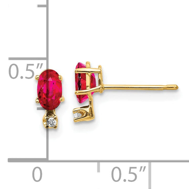 14k Yellow Gold Polished Ruby Birthstone Earrings