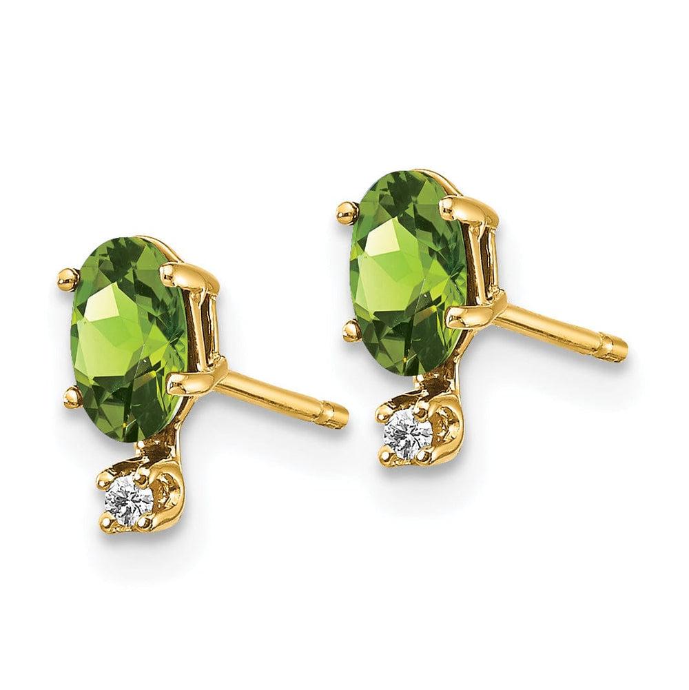 14k Yellow Gold Peridot Birthstone Post Earrings