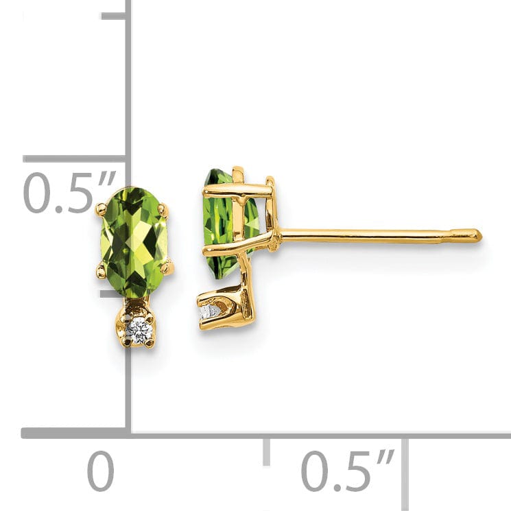 14k Yellow Gold Peridot Birthstone Post Earrings