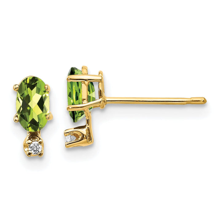 14k Yellow Gold Peridot Birthstone Post Earrings