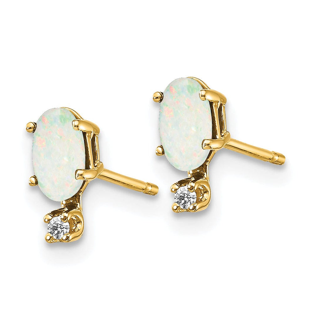 14k Yellow Gold Polished Opal Birthstone Earrings