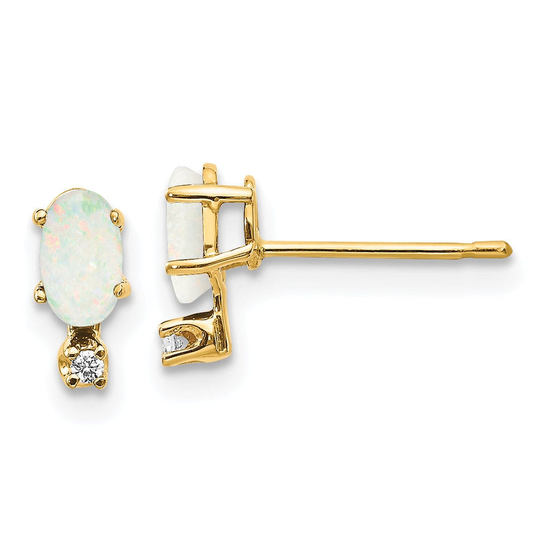 14k Yellow Gold Polished Opal Birthstone Earrings