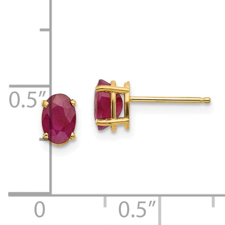 14k Yellow Gold Oval Ruby Birthstone Earrings