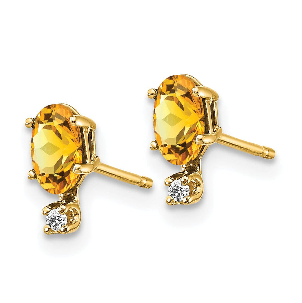 14k Yellow Gold Citrine Birthstone Post Earrings