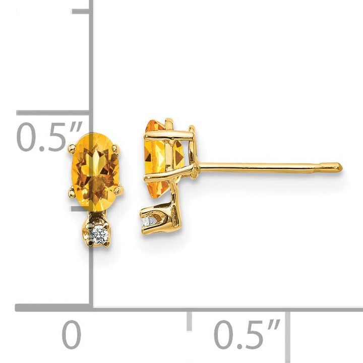 14k Yellow Gold Citrine Birthstone Post Earrings