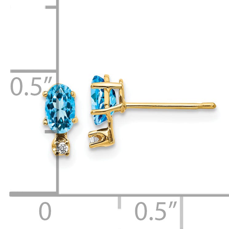 14k Yellow Gold Blue Topaz Birthstone Earrings