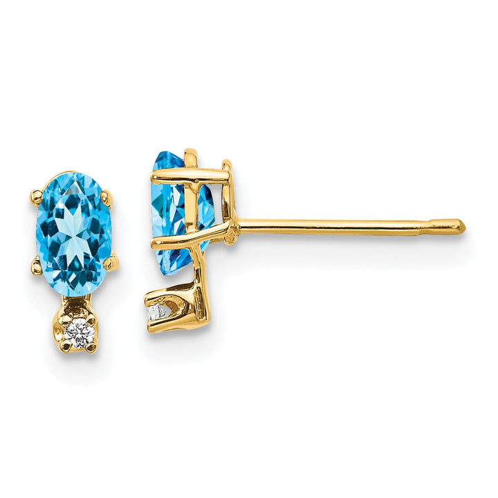 14k Yellow Gold Blue Topaz Birthstone Earrings