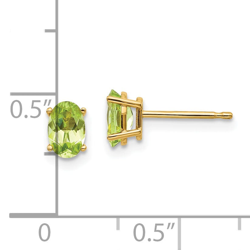 14k Yellow Gold Oval Peridot Birthstone Earrings