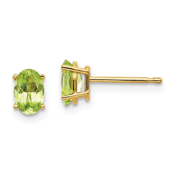 14k Yellow Gold Oval Peridot Birthstone Earrings