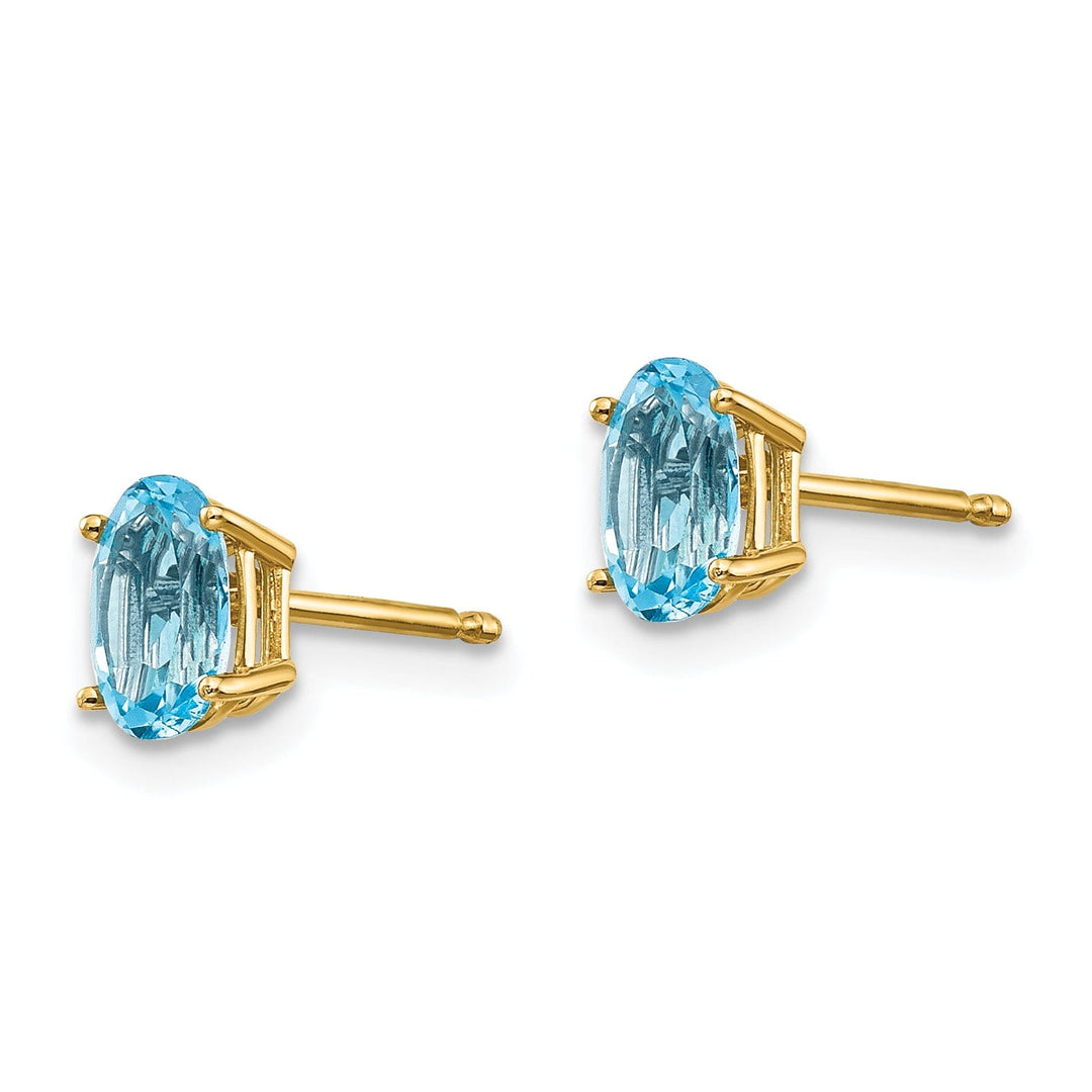 14k Yellow Gold Blue Topaz Birthstone Earrings