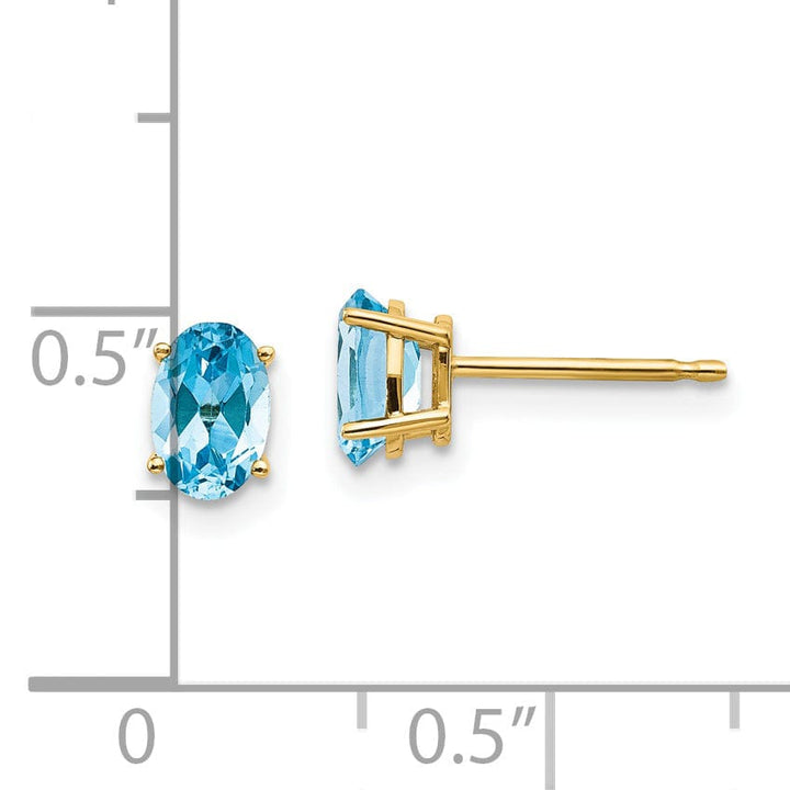 14k Yellow Gold Blue Topaz Birthstone Earrings