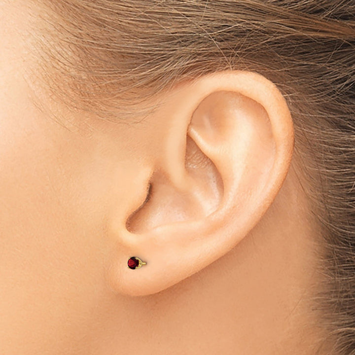 14k Yellow Gold Garnet Birthstone Earrings