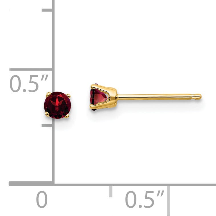 14k Yellow Gold Garnet Birthstone Earrings