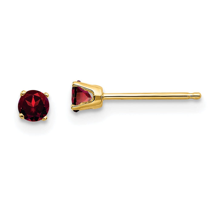 14k Yellow Gold Garnet Birthstone Earrings