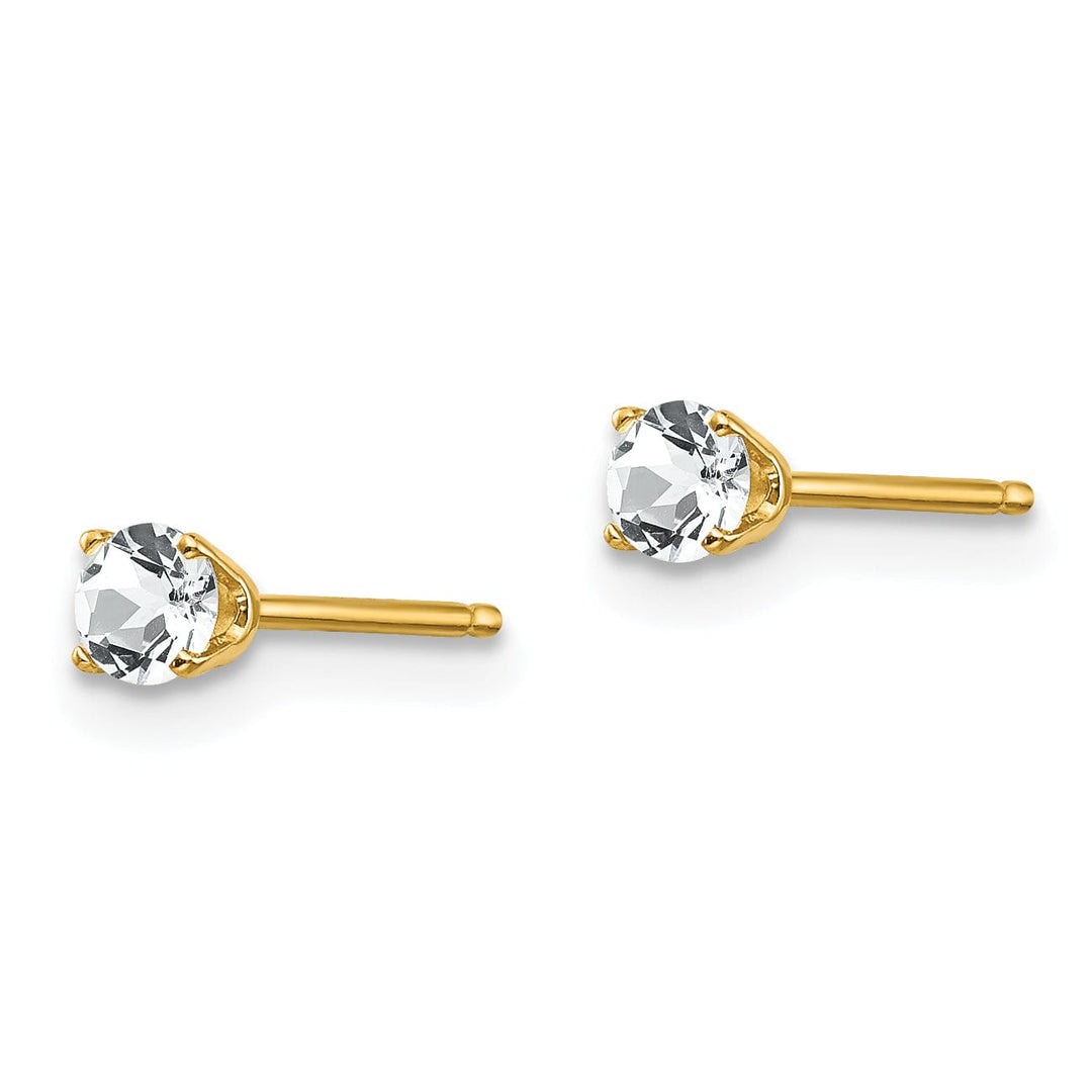 14k Yellow Gold White Topaz Birthstone Earrings