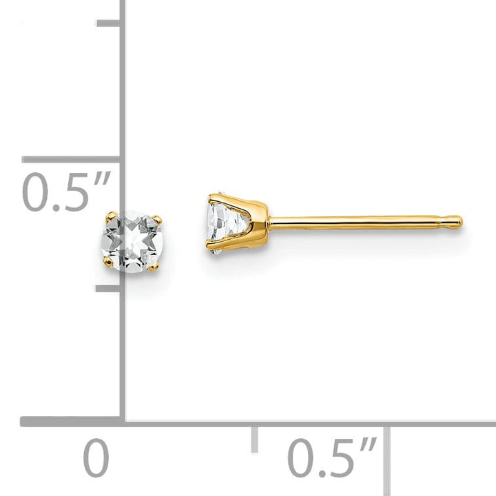 14k Yellow Gold White Topaz Birthstone Earrings