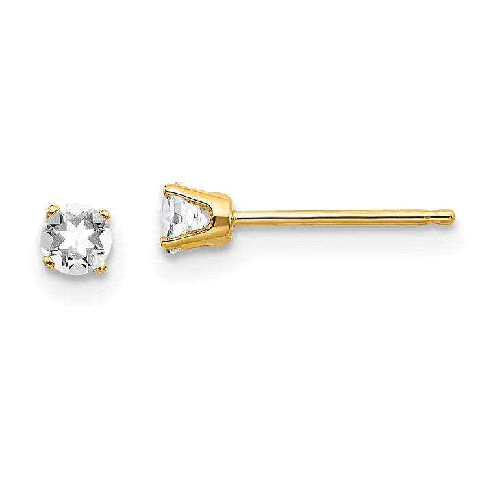 14k Yellow Gold White Topaz Birthstone Earrings