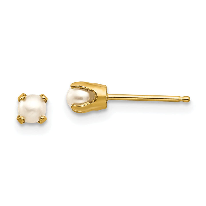 14k Yellow Gold Cultured Pearl Birthstone Earrings