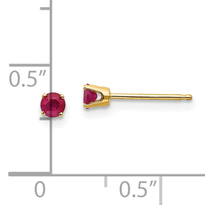 14k Yellow Gold Ruby Birthstone Earrings