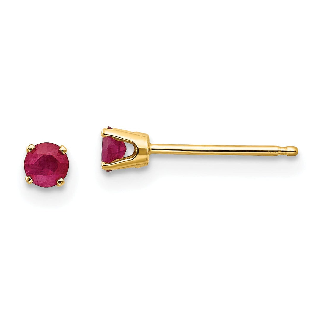 14k Yellow Gold Ruby Birthstone Earrings