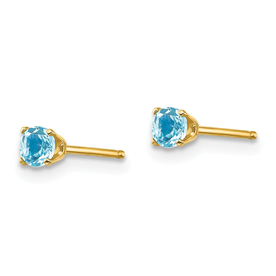 14k Yellow Gold Blue Topaz Birthstone Earrings