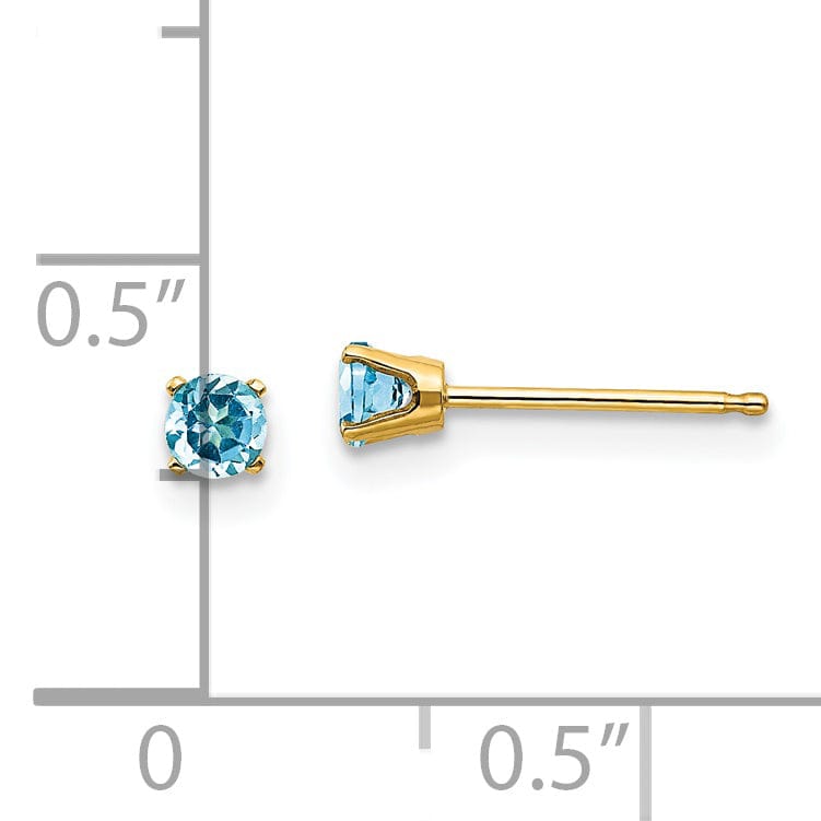 14k Yellow Gold Blue Topaz Birthstone Earrings