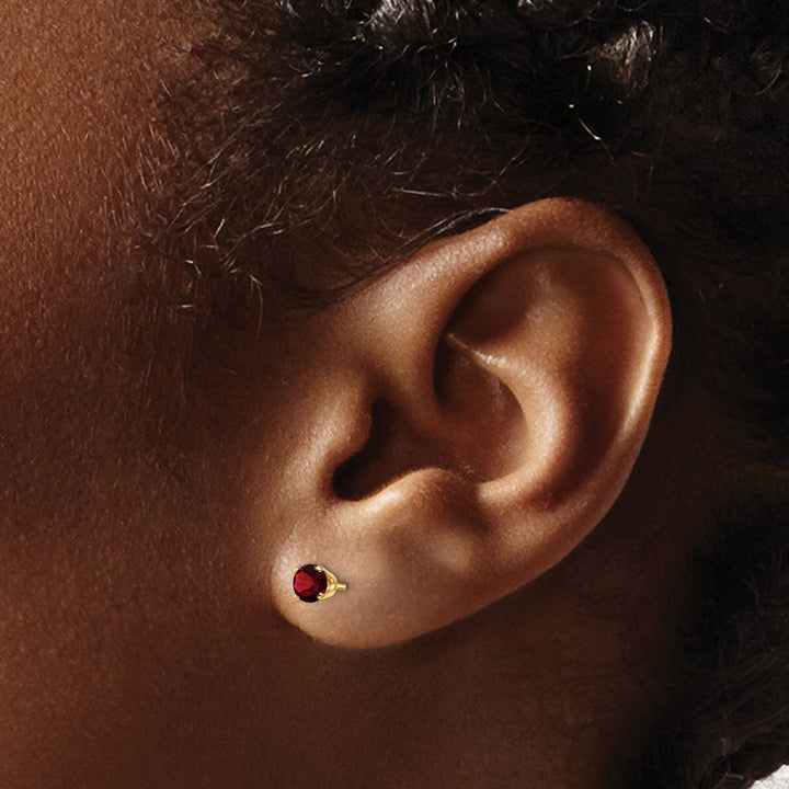 14k Yellow Gold Garnet Birthstone Earrings