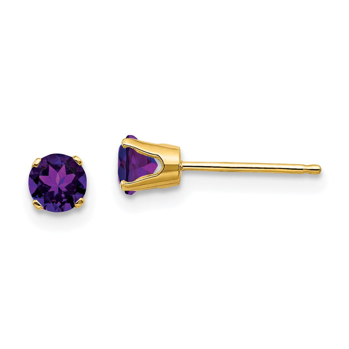 14k Yellow Gold Amethyst Birthstone Earrings