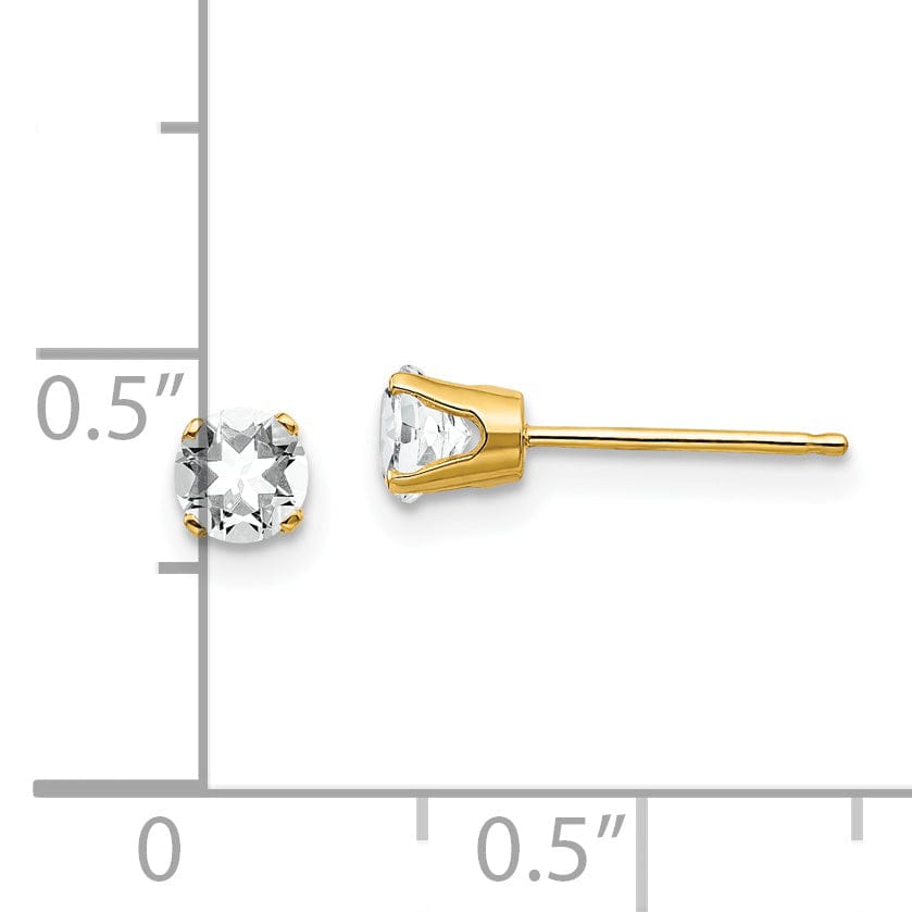 14k Yellow Gold White Zircon Birthstone Earrings