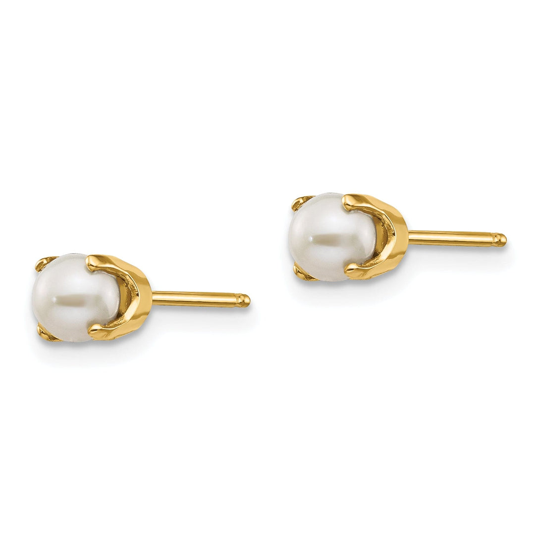 14k Yellow Gold Cultured Pearl Birthstone Earrings