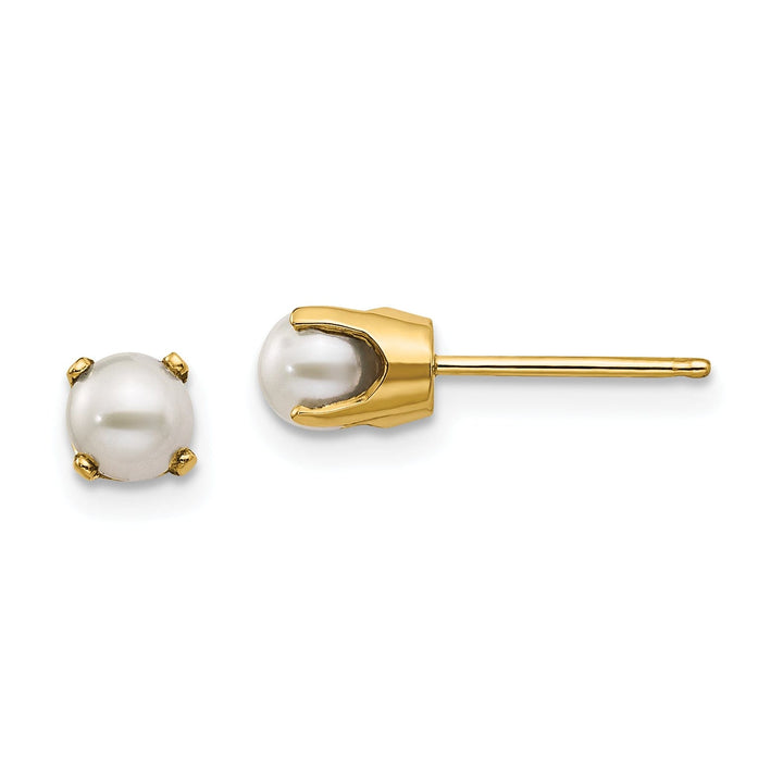 14k Yellow Gold Cultured Pearl Birthstone Earrings