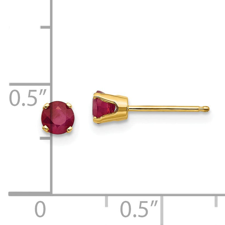 14k Yellow Gold Ruby Birthstone Earrings