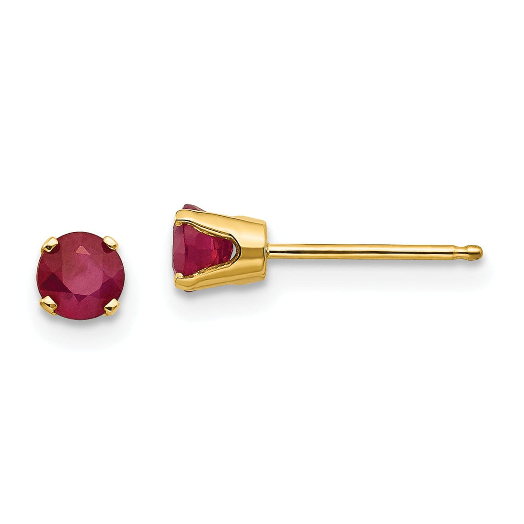 14k Yellow Gold Ruby Birthstone Earrings