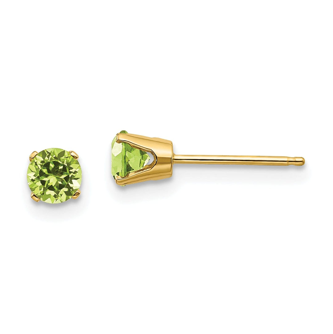 14k Yellow Gold Peridot Birthstone Earrings