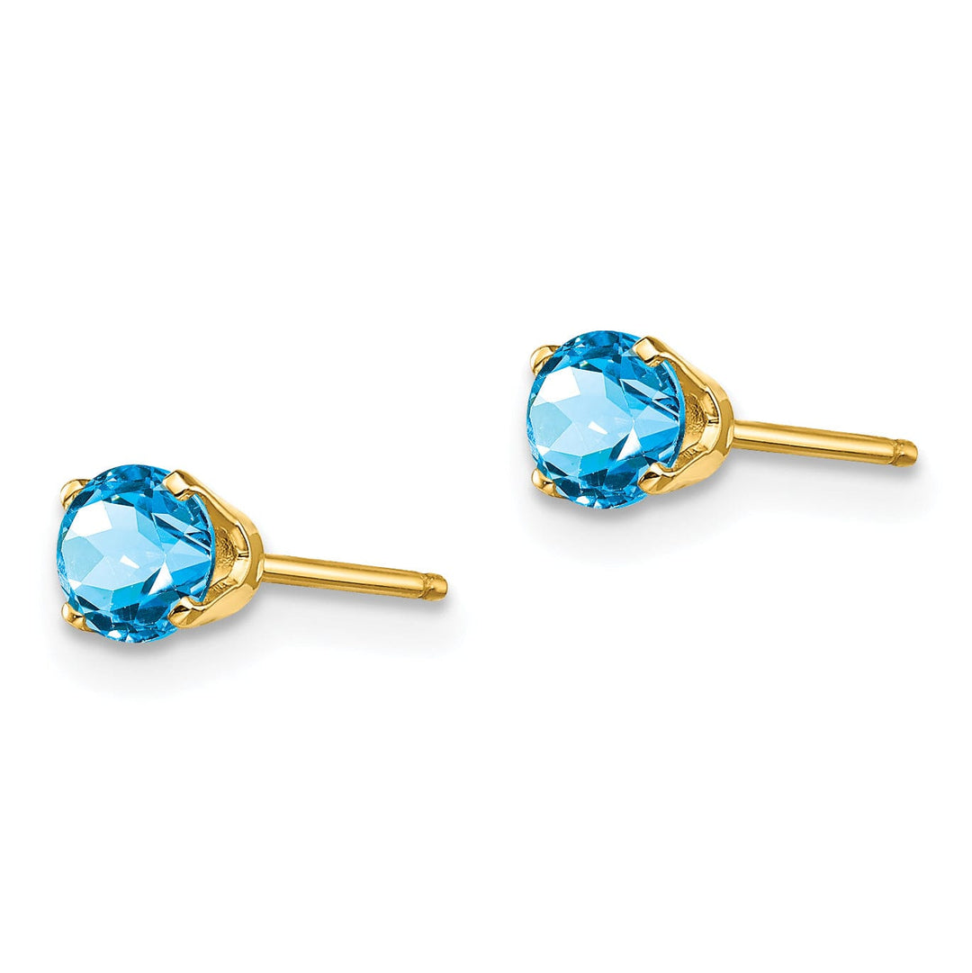 14k Yellow Gold Blue Topaz Birthstone Earrings