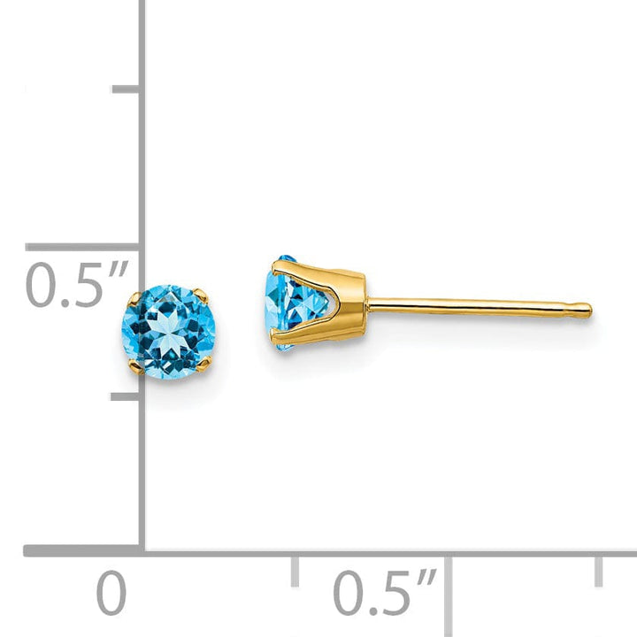 14k Yellow Gold Blue Topaz Birthstone Earrings