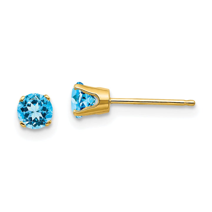 14k Yellow Gold Blue Topaz Birthstone Earrings