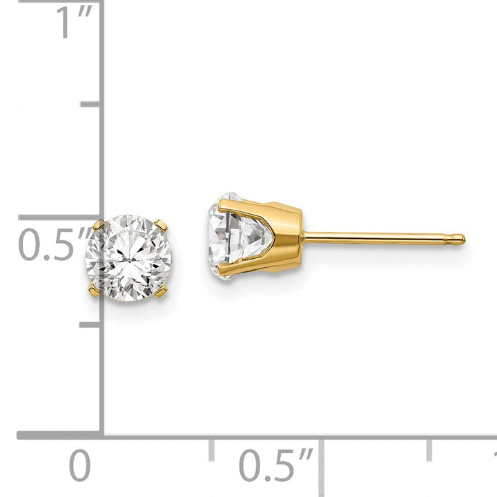 14k Yellow Gold White Zircon Birthstone Earrings