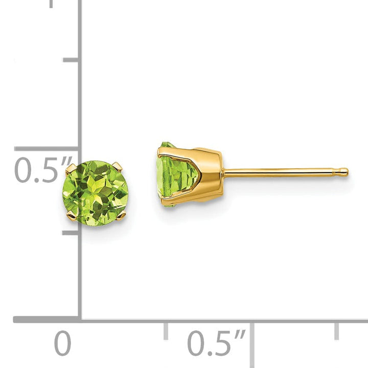 14k Yellow Gold Peridot Birthstone Earrings