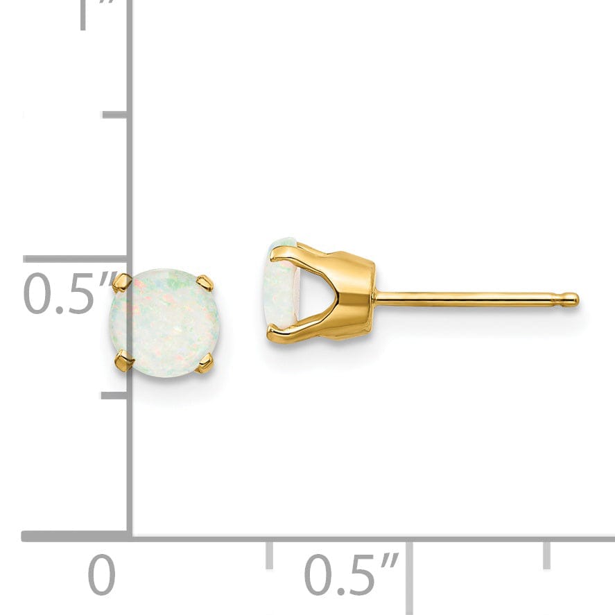 14k Yellow Gold Opal Birthstone Earrings